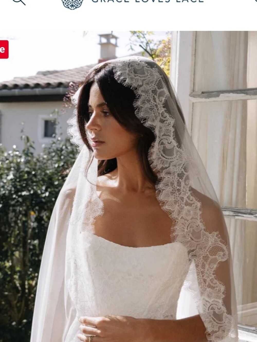 Elegant White Lace Cathedral Wedding Veil Ophelia